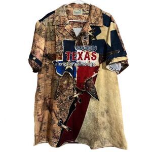 Men’s Multicolor “Made in TEXAS” Print Casual Hawaiian Summer Shirt Sz-XL